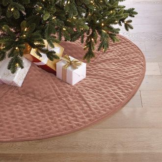 Frontgate Rumi Velvet Tree Skirt - Caramel, 68 - Frontgate - Christmas Decorations