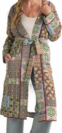 Merci Patchwork Print Long Jacket In Multicolor
