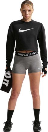 Nike Dames Pro Logo Fleece Dri-FIT cropped sweatshirt (Zwart/Metallic)