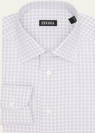 Ermenegildo Zegna Mens Plaid Cotton Dress Shirt