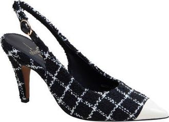 Linea Paolo Niyka Pointed Toe Slingback Pump in Black-White/Ivory at Nordstrom, Size 9.5