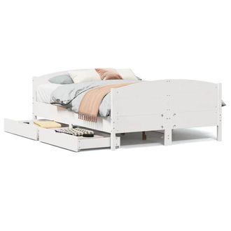 Berkfield Home Bed Frame without Mattress White 150x200 cm King Size Solid Wood Pine