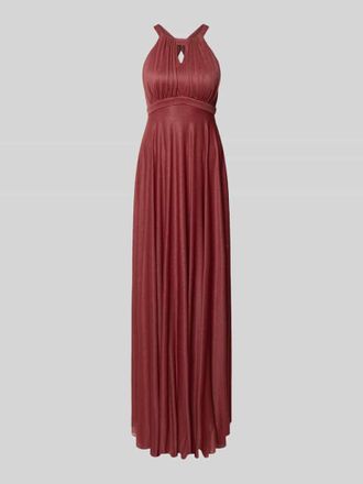 Jake*s Schimmerndes Abendkleid mit Schl&uuml;sselloch-Ausschnitt in Rostrot, Gr&ouml;&szlig;e 32