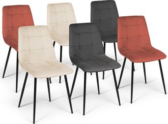IDMarket Lote De 6 Sillas Mila En Mezcla De Terciopelo Color Terracota X2, Gris Oscuro X2 Y Beige X2