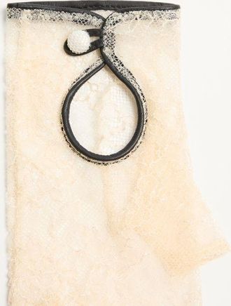 Valentino Garavani Guanti Biker Vlogo Signature In Pizzo E Pelle Donna BURRO 6