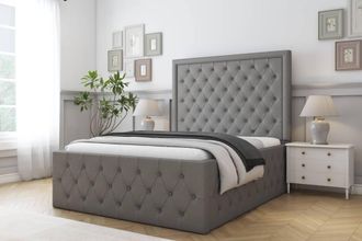 Comfort Beds Winchester Dumfries Bed Frame - 50 Upholstered Headboard in Light Grey | Size: Super King