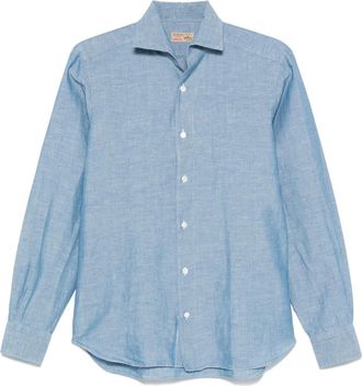 Barba Camicia con trama armatura - Blu