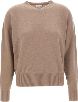 Marella Cinta Sweater - Dames - V-hals truien - Bruin - M - Kasjmier - Truien & Vesten