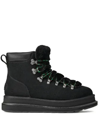 sacai x UGG fur-trim sneakers - unisex - Calf Suede/Rubber - 37 - Black