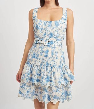 En Saison Davina Mini Dress In Blue Floral