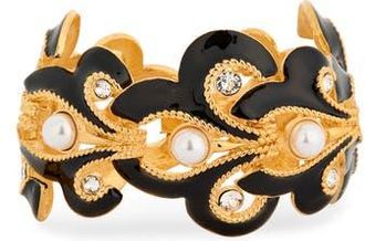 Kenneth Jay Lane Faux Pearl & Crystal Bracelet in Polished Gold at Nordstrom Rack