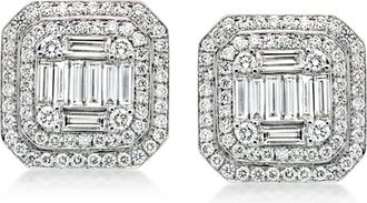 Ross-Simons Diamond Cluster Earrings in 18kt White Gold