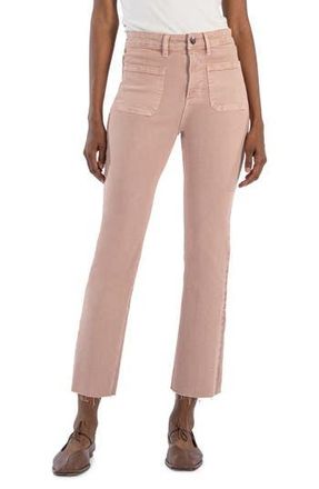Kut from the Kloth Reese Patch Pocket Raw Hem Crop Slim Straight Leg Jeans in Rose at Nordstrom Rack, Size 6