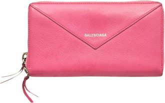 Balenciaga Pink Leather Long Wallet (Bi-Fold) (Pre-Owned)