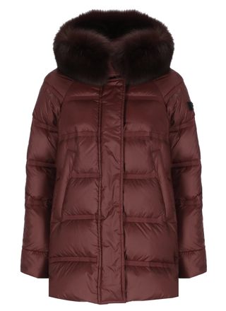 Peuterey Purple Takan Fox Fur Hood Quilted Down Jacket