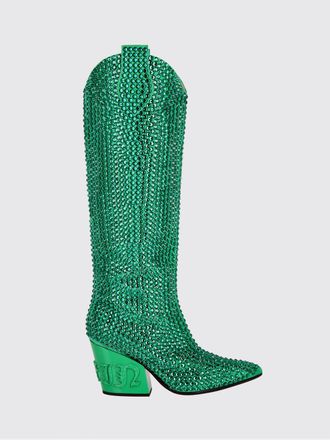 Philipp Plein Suede Knee-High Texan Boots with Embroidery and Swarovski Crystals