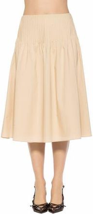 Alexia Admor Esme Pintuck Waist Full Poplin Skirt in Beige at Nordstrom, Size 12