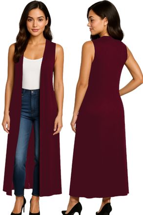 Re Tech UK Ladies Sleeveless Cardigan | Womens Summer Lightweight Longline Waistcoat | Waterfall Open Front Maxi Cardigan | Thin Boyfriend Cardigans for Women UK