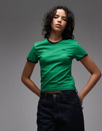 Obey Duvall - T-shirt a maniche corte verde con bordi a contrasto