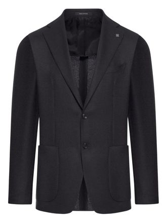 Tagliatore pique-weave single-breasted blazer - Black