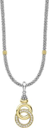Lagos Signature Caviar Two-Tone Interlocking Diamond Pendant Necklace at Nordstrom
