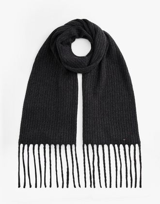 Tommy Hilfiger Womens Cable Knit Scarf - Black