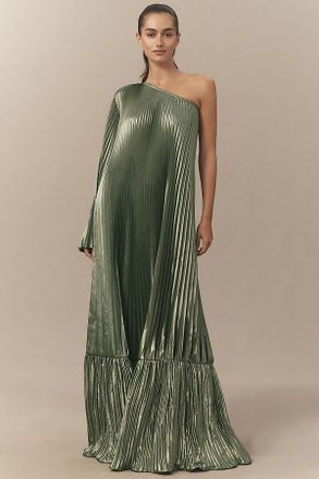 L&rsquo;Id&eacute;e Mozart Asymmetric One-Shoulder Pleated Gown
