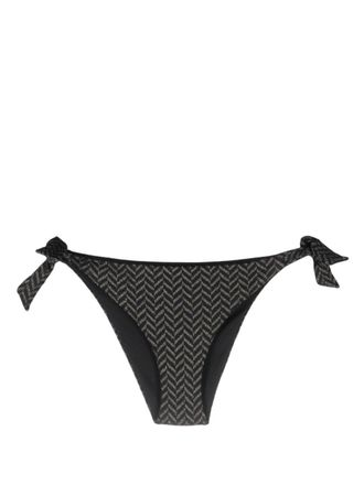 Twin-Set herringbone-pattern bikini bottoms - women - Polyester/Polyamide/Elastane/Elastane/Polyamide - III - Black