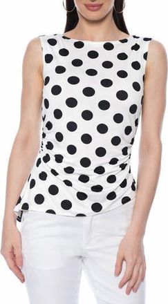 Isaac Mizrahi New York Polka Dot Ruched Tank Top in White Black at Nordstrom Rack, Size X-Large