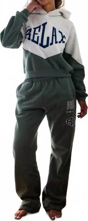 The Mayfair Group Scan To Relax Fitted Hoodie In Olive And Heather Grey