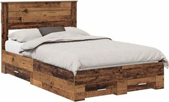 vidaXL Estructura De Cama Con Cabecera Madera Vieja 135 X 190 Cm Vidaxl