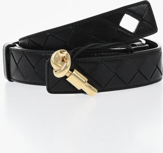 Bottega Veneta Cintura in Pelle Intrecciata KNOT con Design Regolabile 30mm Bottega Veneta