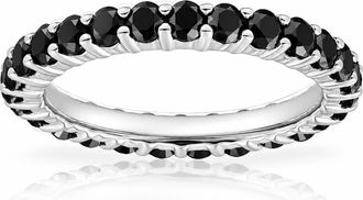 Pompeii3 1 1/2ct Black Diamond Eternity Ring 14K White Gold Size Selectable