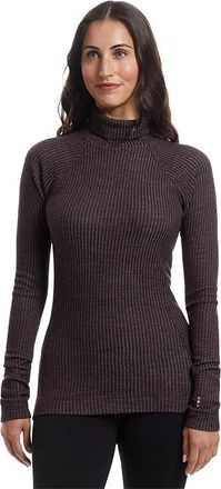 Smartwool Thermal Merino Rib Turtleneck Womens Clothing Mink-Chalk Violet Heather : XL