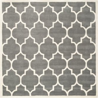 Safavieh Alfombra contempor&aacute;neo de lana gris/blanco, 152 x 152 cm
