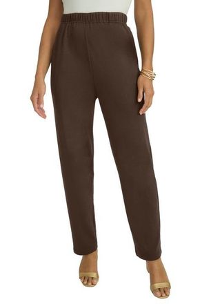 Jessica London Soft Ease Straight Leg Pant in Chocolate at Nordstrom, Size 12