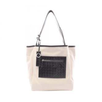 Bottega Veneta Black Khaki White Canvas Suede Leather Handbag Tote Bag (Pre-Owned)