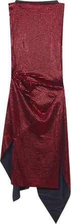 GCDS Sprankelende Asymmetrische Midi Jurk - Dames - Feestkleedjes - Rood - M - Polyester - Kleedjes