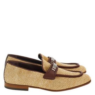 Ferragamo Woven Raffia Loafers, Size 9 E