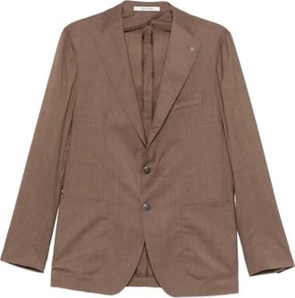 Tagliatore Enkelrijige Blazer - Heren - Blazers - Bruin - L - Wol - Jassen