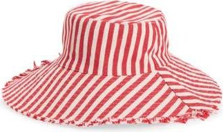 Treasure & Bond Frayed Edge Stripe Bucket Hat in Red- Ivory at Nordstrom Rack