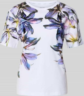 Marc Cain T-Shirt im Allover-Look mit Pailletten in Weiss, Gr&ouml;&szlig;e 34