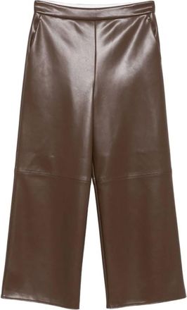 Max Mara Broeken, Dames, Bruin, S, Leer, Wijde Broeken
