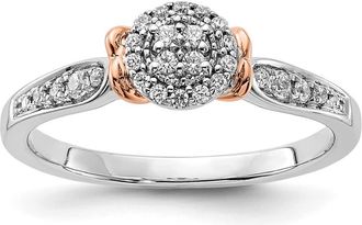 Diamond2Deal 14k Two-tone Lab Grown Diamond Wedding Band Ring 1/5Ct Clarity- VS Color- G-H