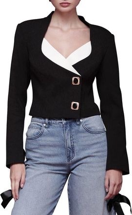 Avec Les Filles Contrast Lapel Cropped Blazer