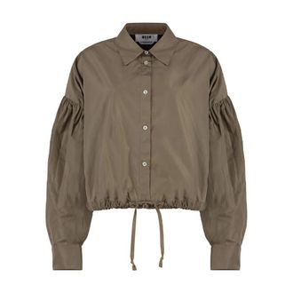 Msgm Balloon Sleeve Collared Jacket - Dames - Overhemden - Beige - M - Overhemden