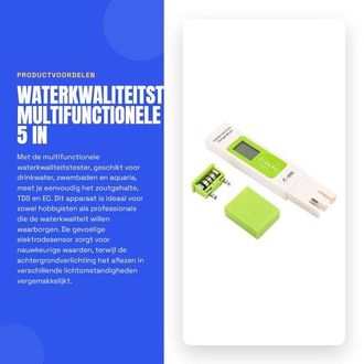 OEM Dailygoods - Medidor De Calidad Del Agua - Multifuncional 5 En 1 - Fiable Y Preciso - Tama&ntilde;o Compacto - Ideal Para Acuarios Y Piscinas - R&aacute;pido