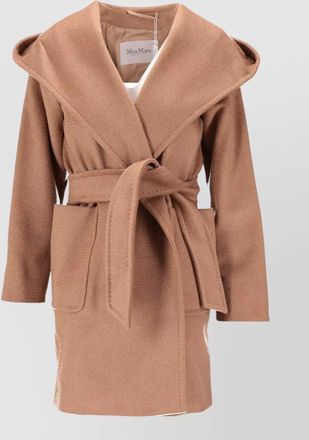 Max Mara hooded coat belted waist front pockets