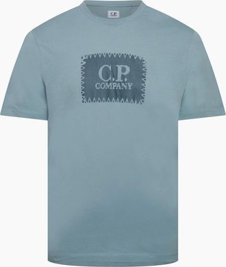 C.P. Company Mens 30/1 Jersey Logo Label T-Shirt - Blue - Size: 38