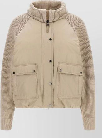 Brunello Cucinelli down cropped ribbed knit insert jacket